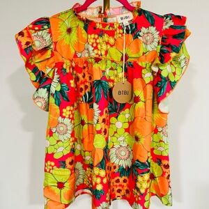 Bibi Floral Ruffle Blouse